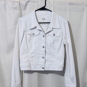 Pre-Owned White Denim Wax Jean Jacket Size Medium